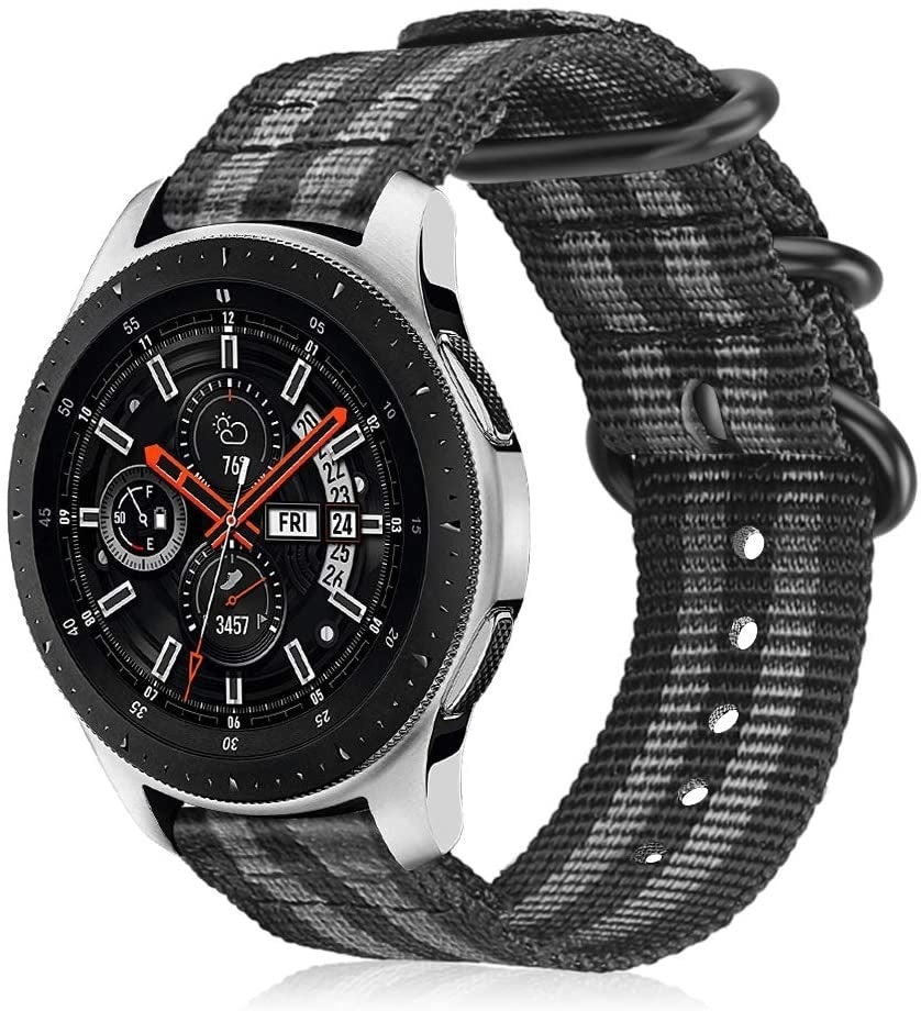 Samsung Galaxy Watch 46mm nylon band met gesp (zwart/grijs)