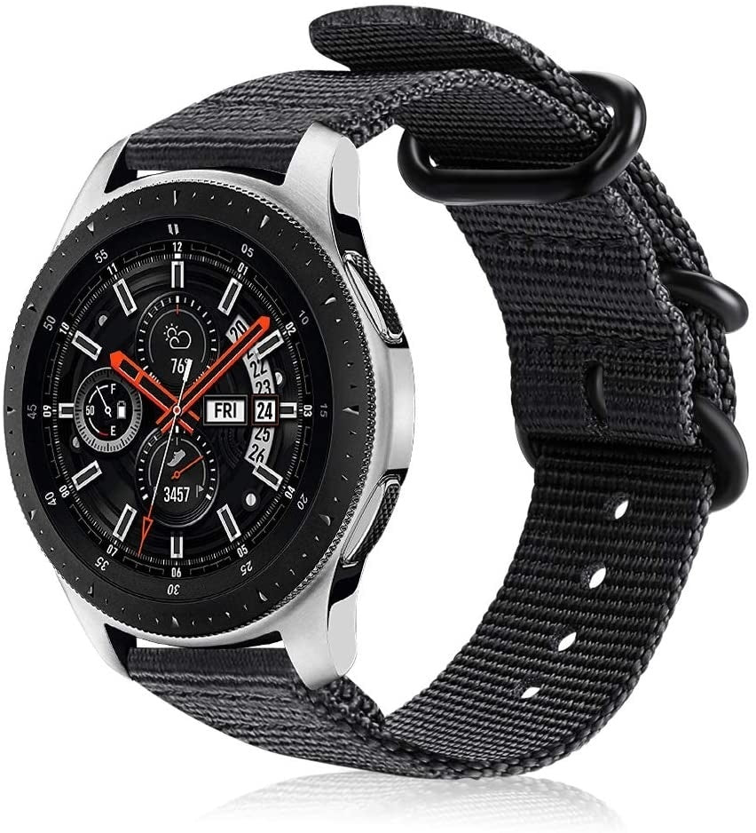 Samsung Galaxy Watch 46mm nylon band met gesp (zwart)