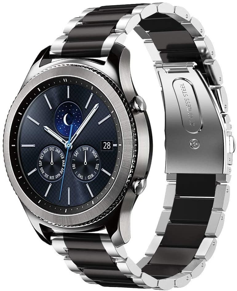 Samsung Gear S3 Classic & Frontier stalen band (zilver/zwart)