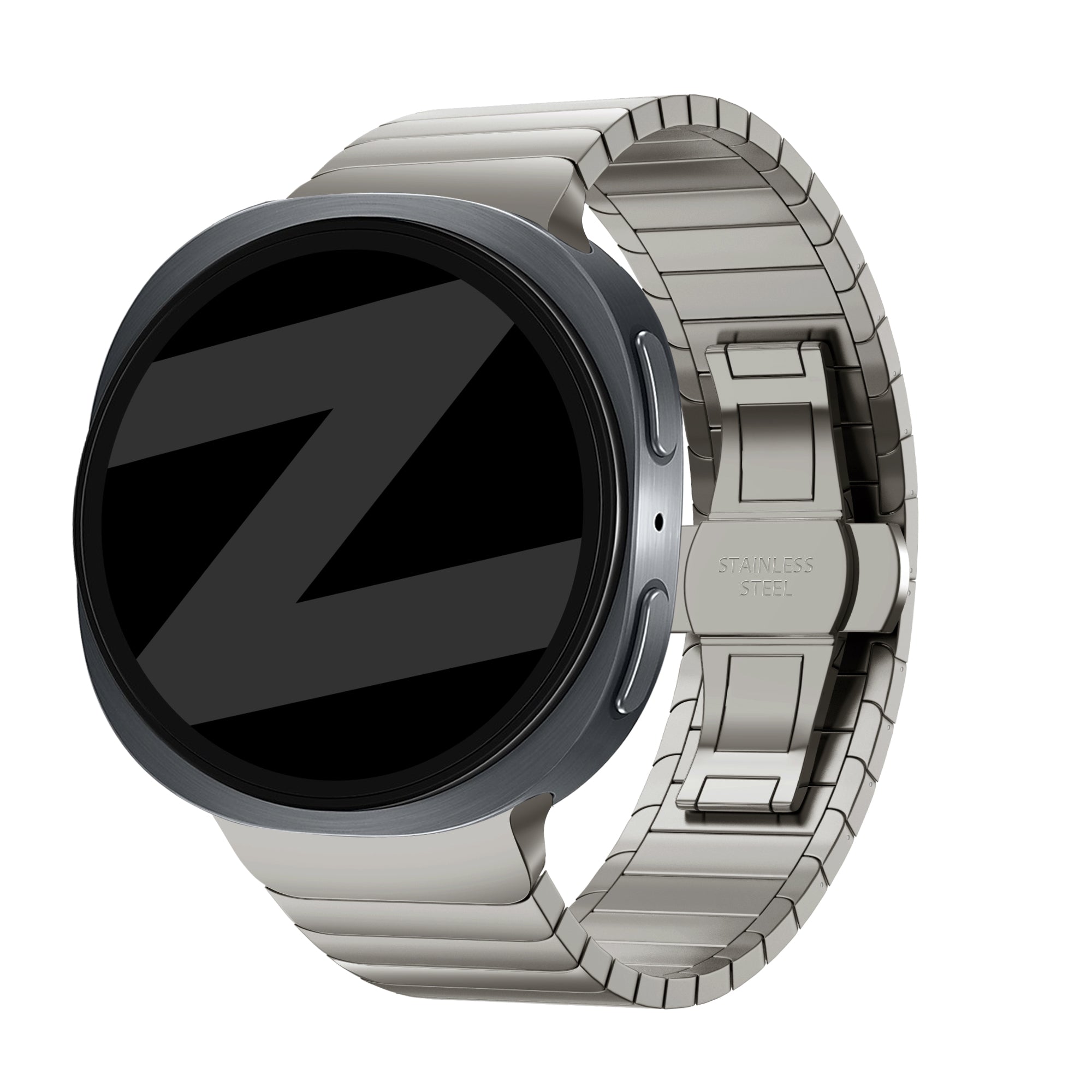 Bandz Samsung Galaxy Watch 8 - 40mm stalen band 'One Bead' (titanium)