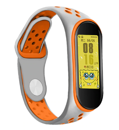 Xiaomi Mi band 5 /6 sport bandje (grijs/oranje)