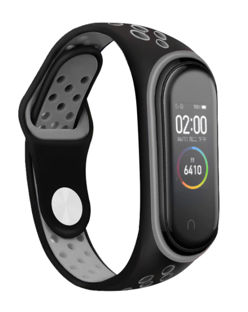 Xiaomi Mi band 3 /4 sport bandje (zwart/grijs)