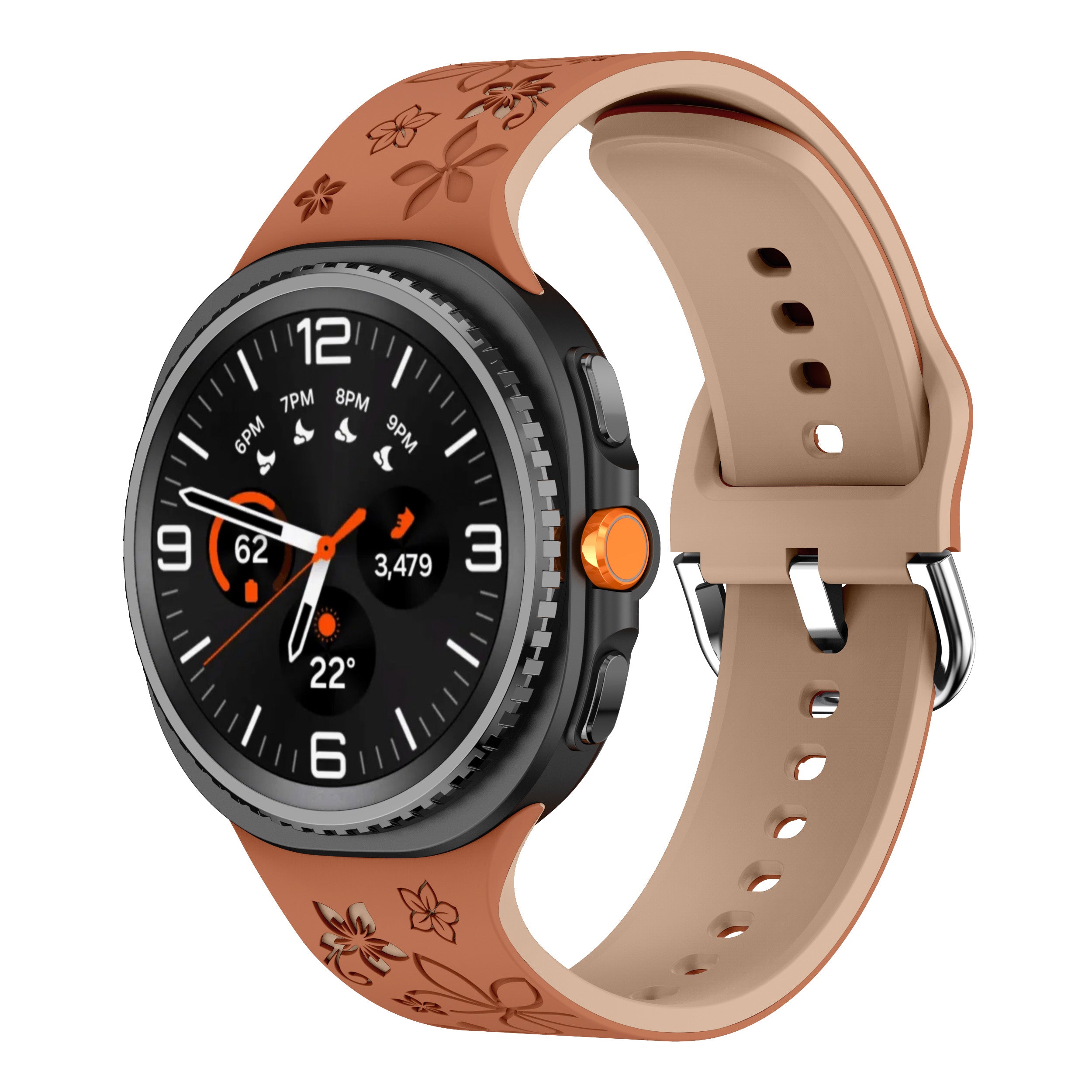Samsung Galaxy Watch 8 - 40mm flower silicone band (bruin/beige)
