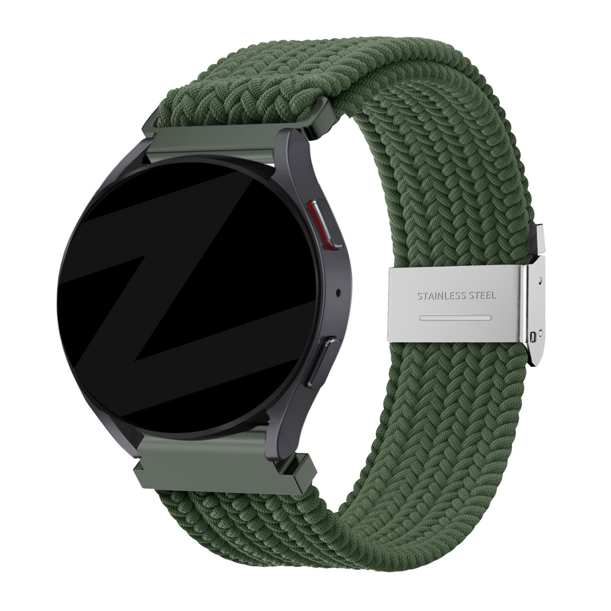 Bandz Garmin Forerunner 165 gevlochten nylon band (olijfgroen)