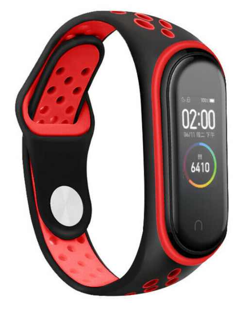 Xiaomi Mi Band 5 / 6 sport bandje (zwart/rood)
