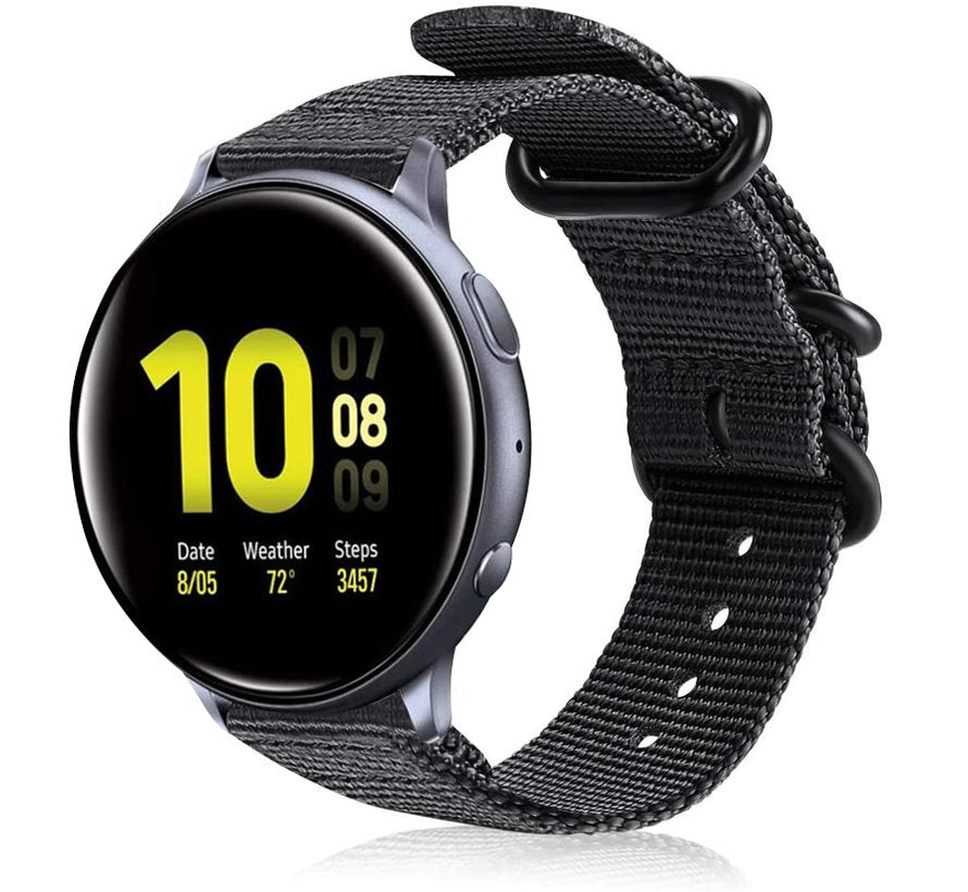 Samsung Galaxy Watch Active / Active 2 nylon gesp band (zwart)