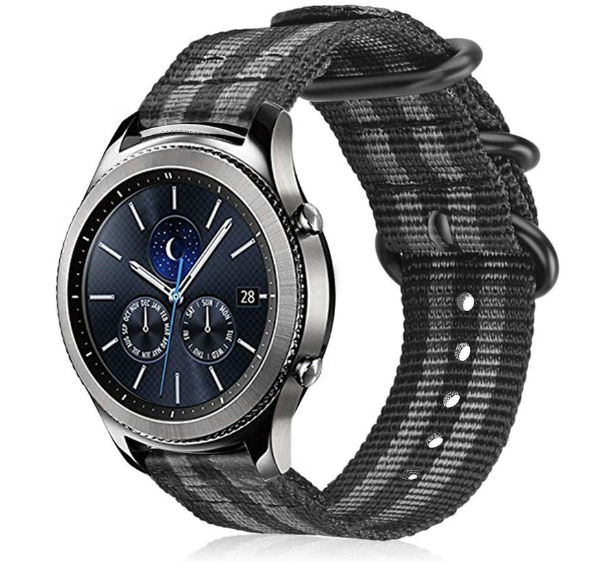 Samsung Gear S3 Frontier / Classic nylon gesp bandje (zwart/grijs)