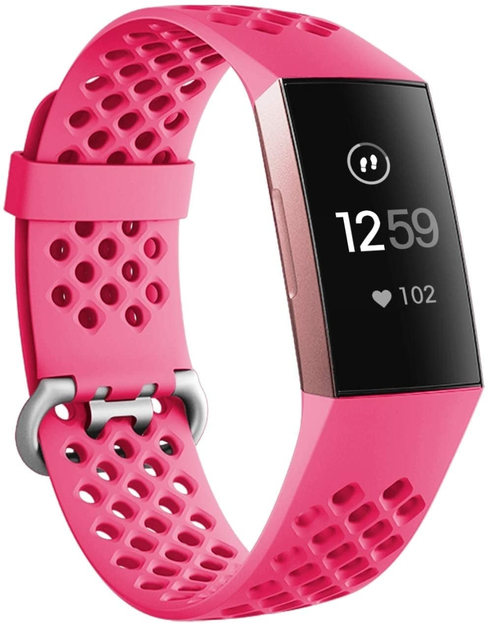 Fitbit Charge 4 siliconen bandje met gaatjes (roze)