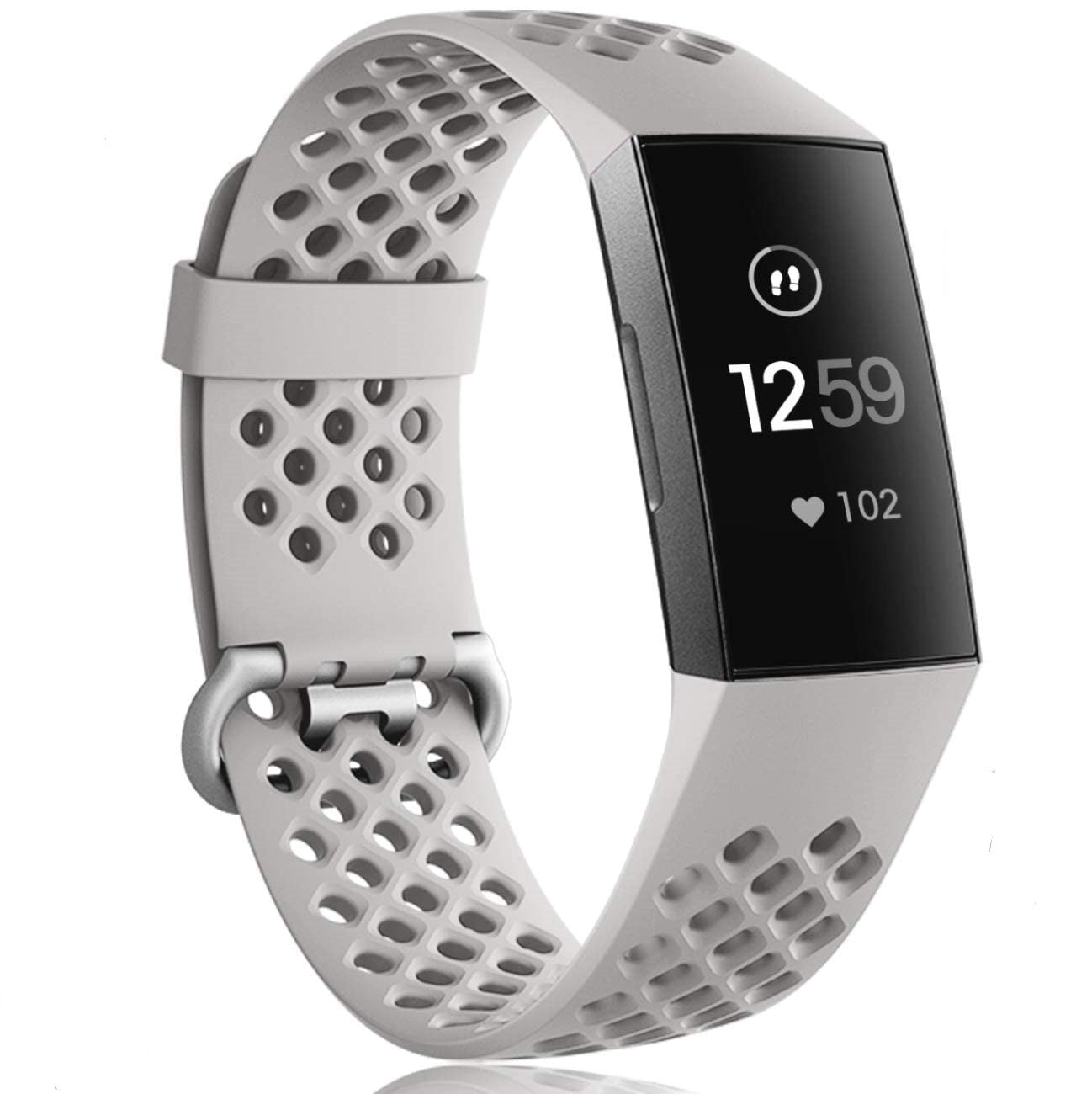 Fitbit Charge 4 siliconen bandje met gaatjes (grijs)