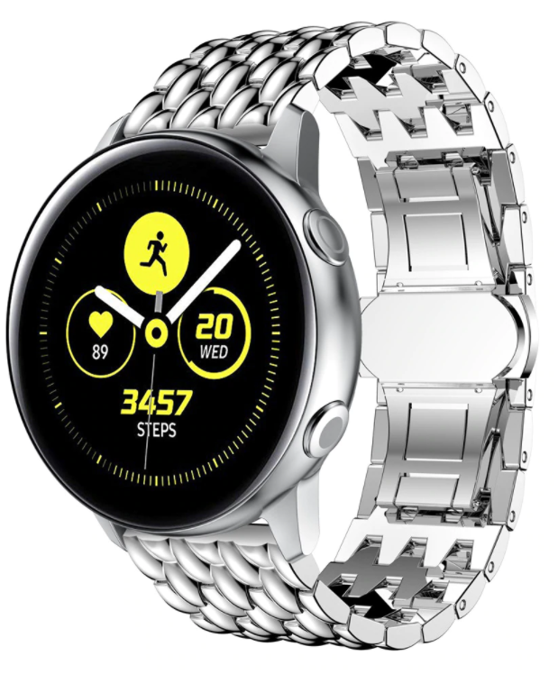 Samsung Galaxy Watch Active / Active 2 stalen draak band (zilver)