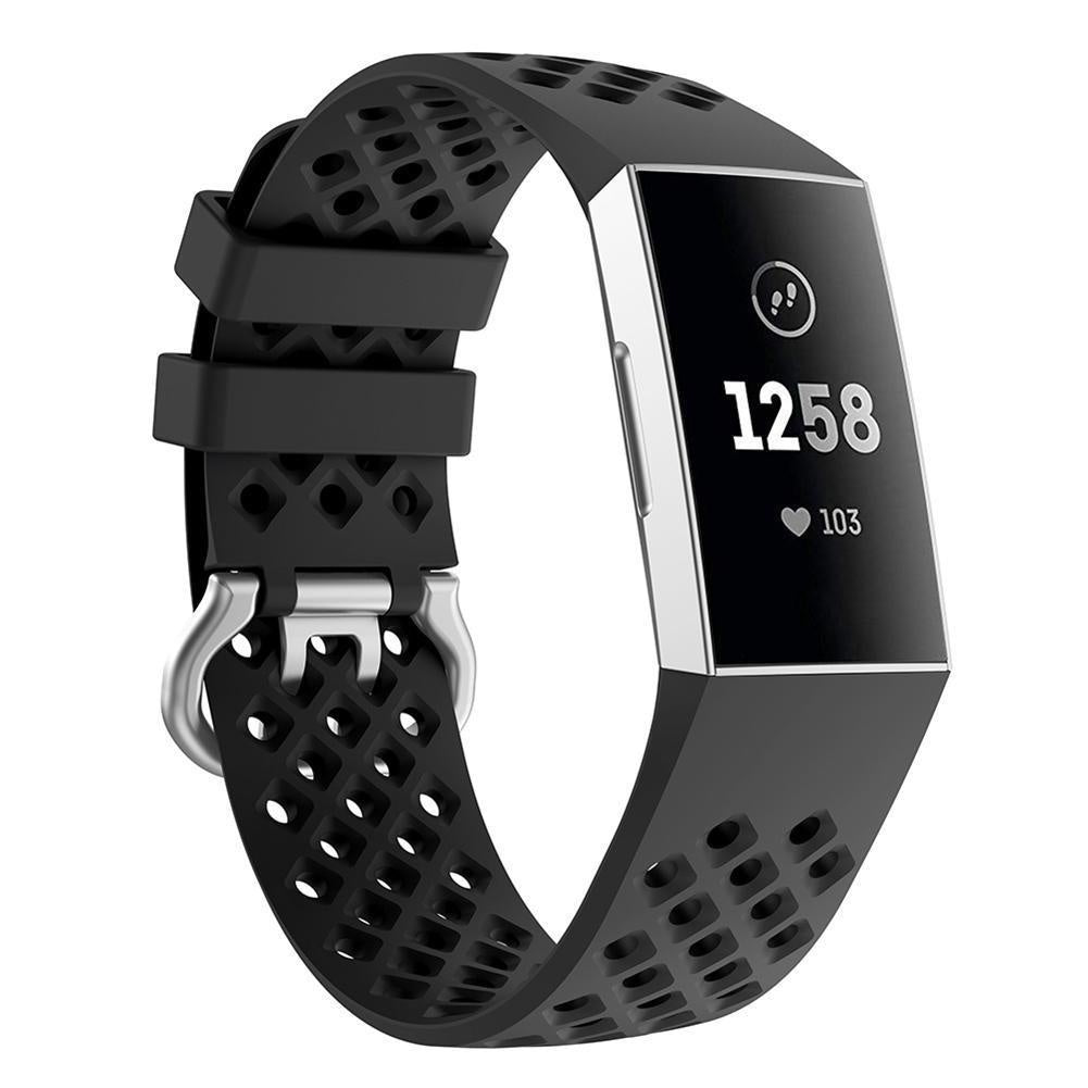 Fitbit Charge 4 siliconen bandje met gaatjes (zwart)