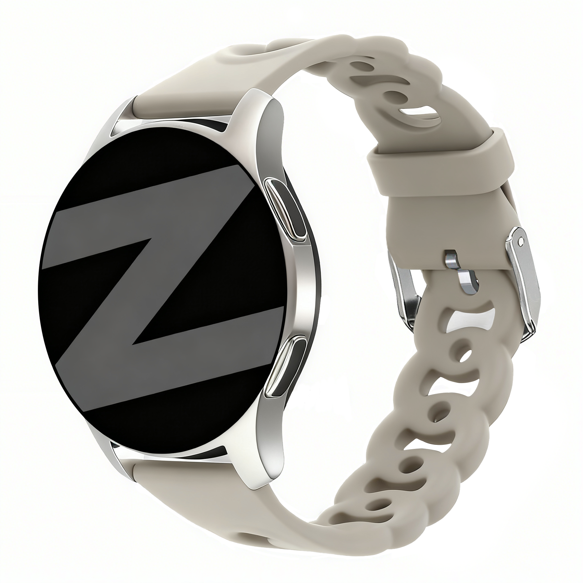 Bandz Amazfit GTS 4 siliconen band 'Chains' (lichtgrijs)