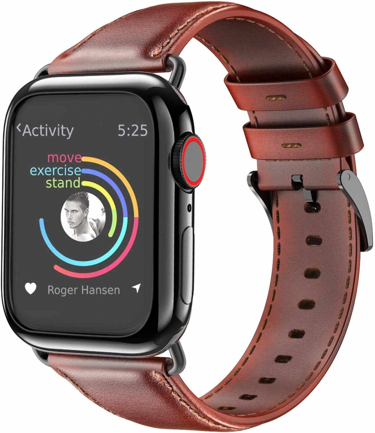 Apple Watch leren band (rood-bruin)