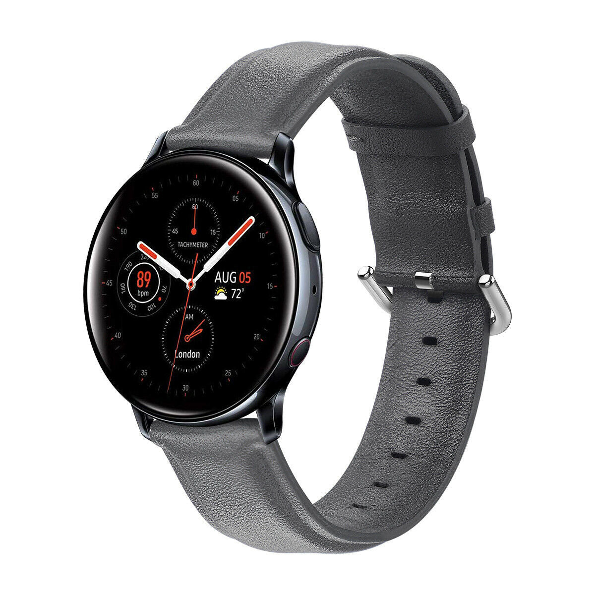 Samsung Galaxy Watch Active leren bandje (donkergrijs)