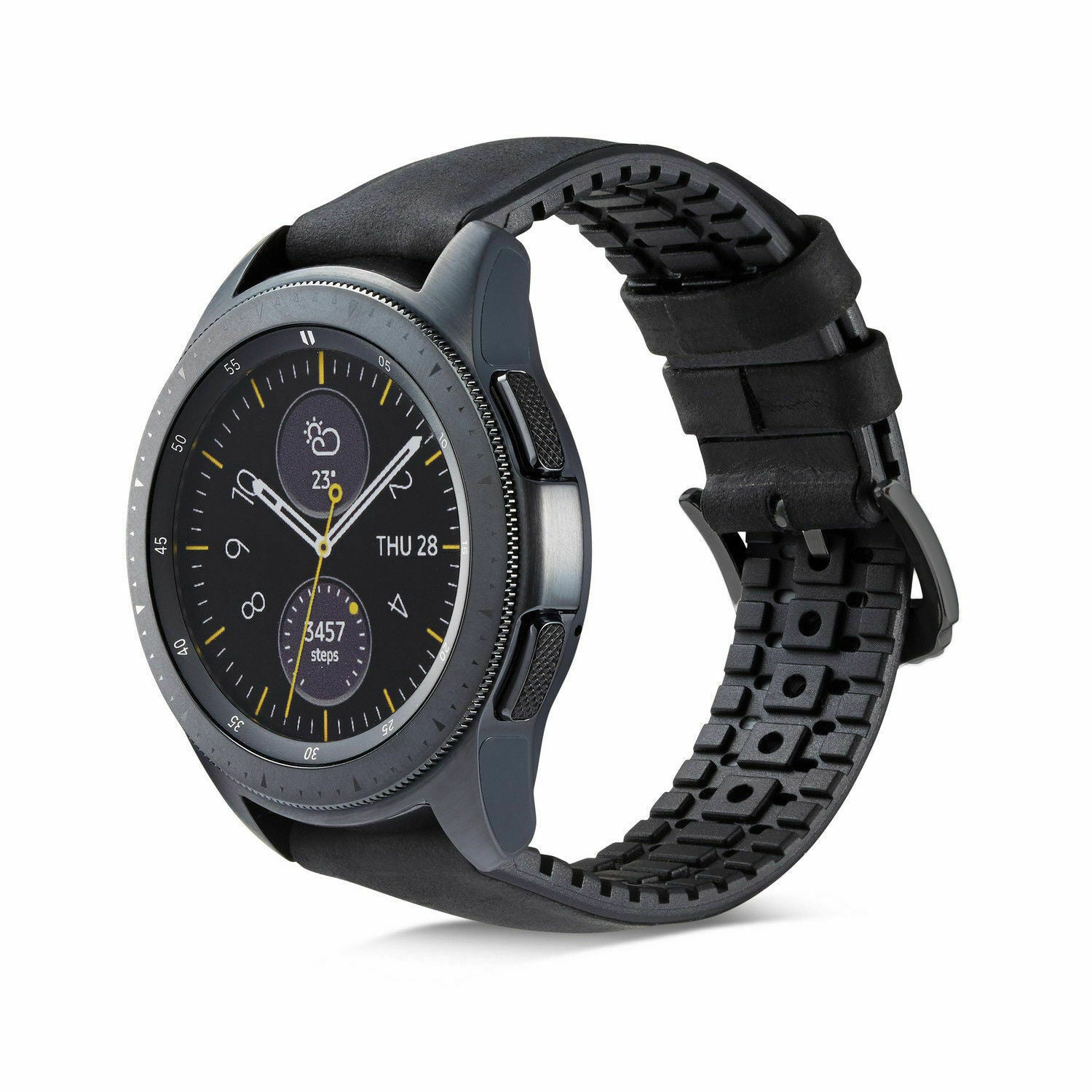 Samsung Galaxy Watch Active siliconen / leren bandje  (zwart)