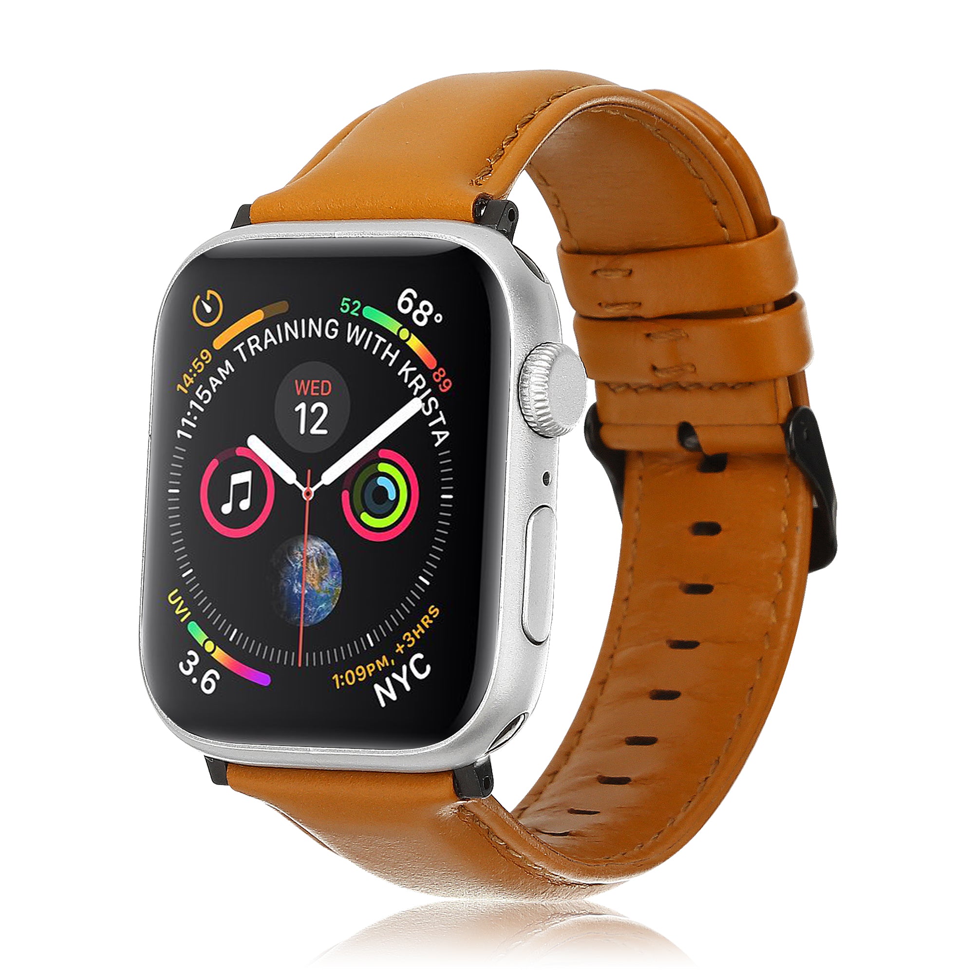 Apple Watch leren bandje (lichtbruin)