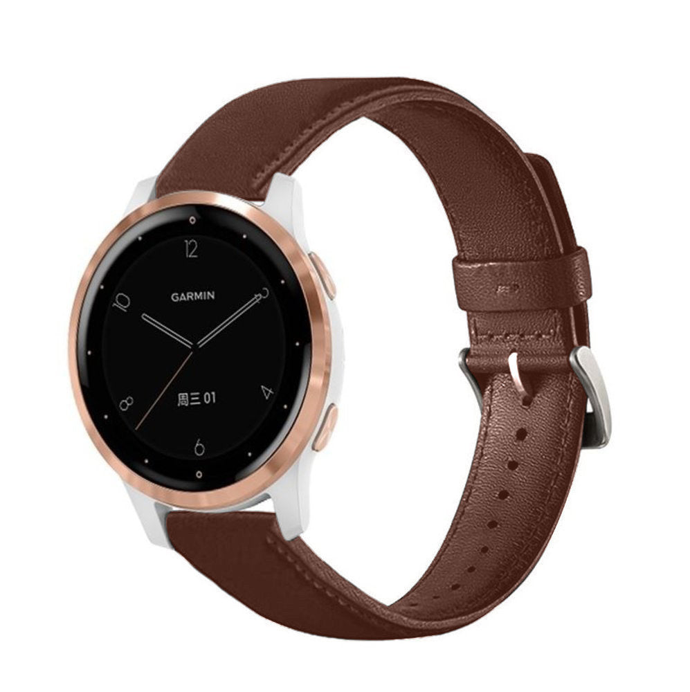 Garmin Vivoactive 4s leren band - 40mm - roodbruin - bandbreedte 18mm