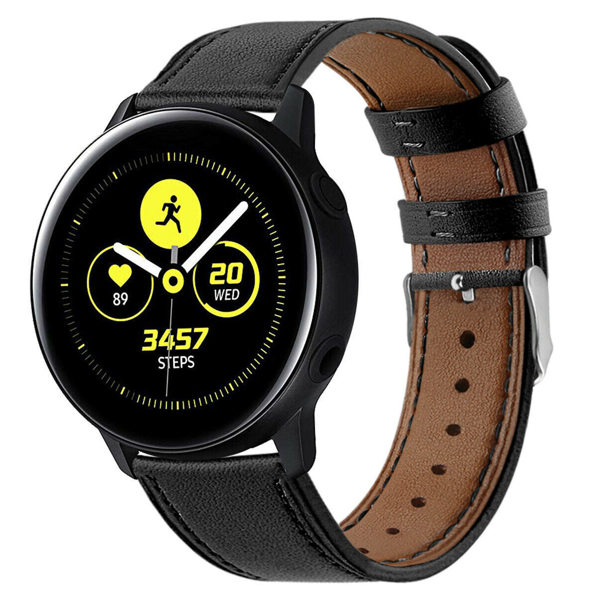 Samsung Galaxy Watch Active / Active2 bandje leer (strak zwart)