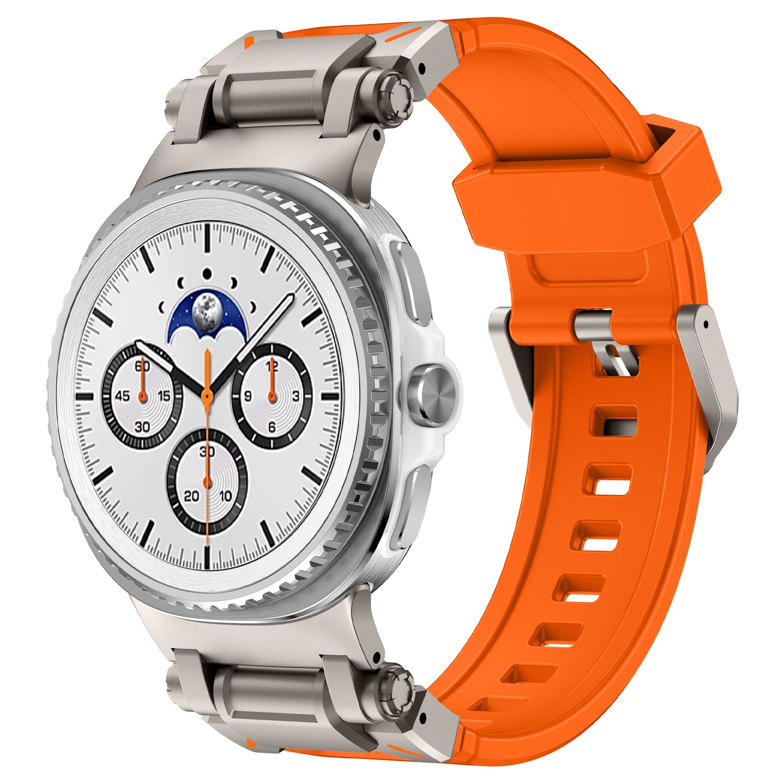 Samsung Galaxy Watch 8 - 40mm 'Explorer' silicone band (oranje met titanium)