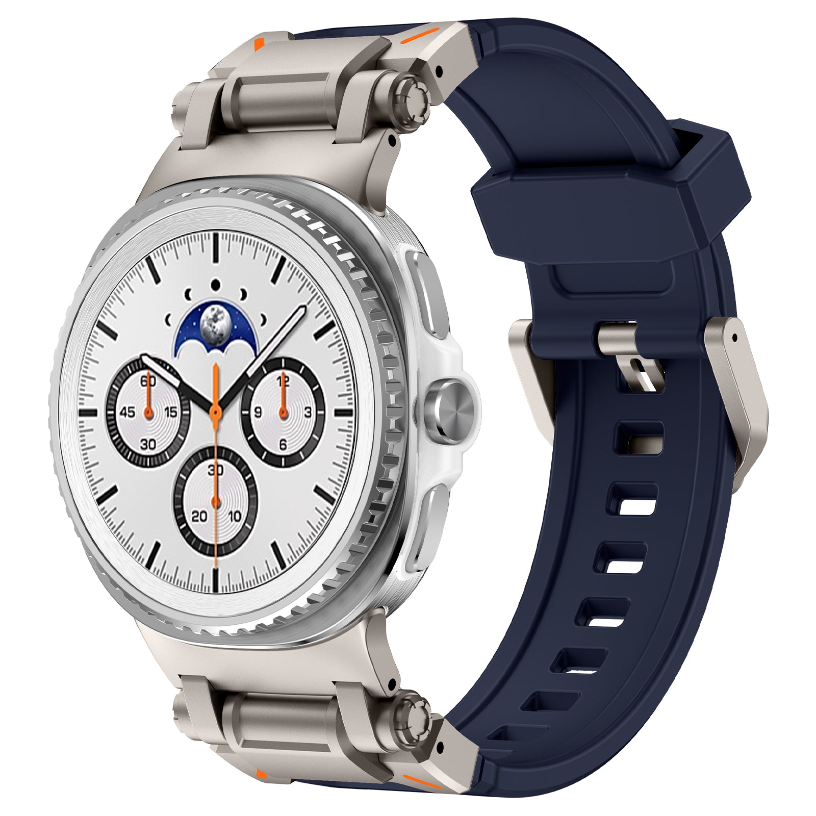 Samsung Galaxy Watch 8 Classic 'Explorer' silicone band (blauw met titanium)