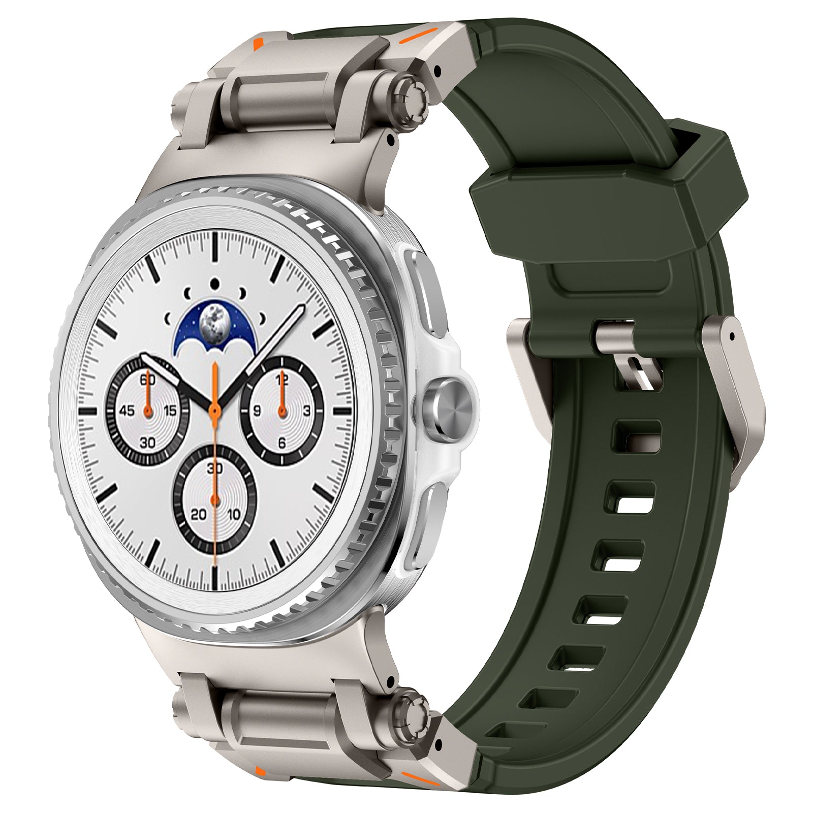 Samsung Galaxy Watch 8 Classic 'Explorer' silicone band (groen met titanium)