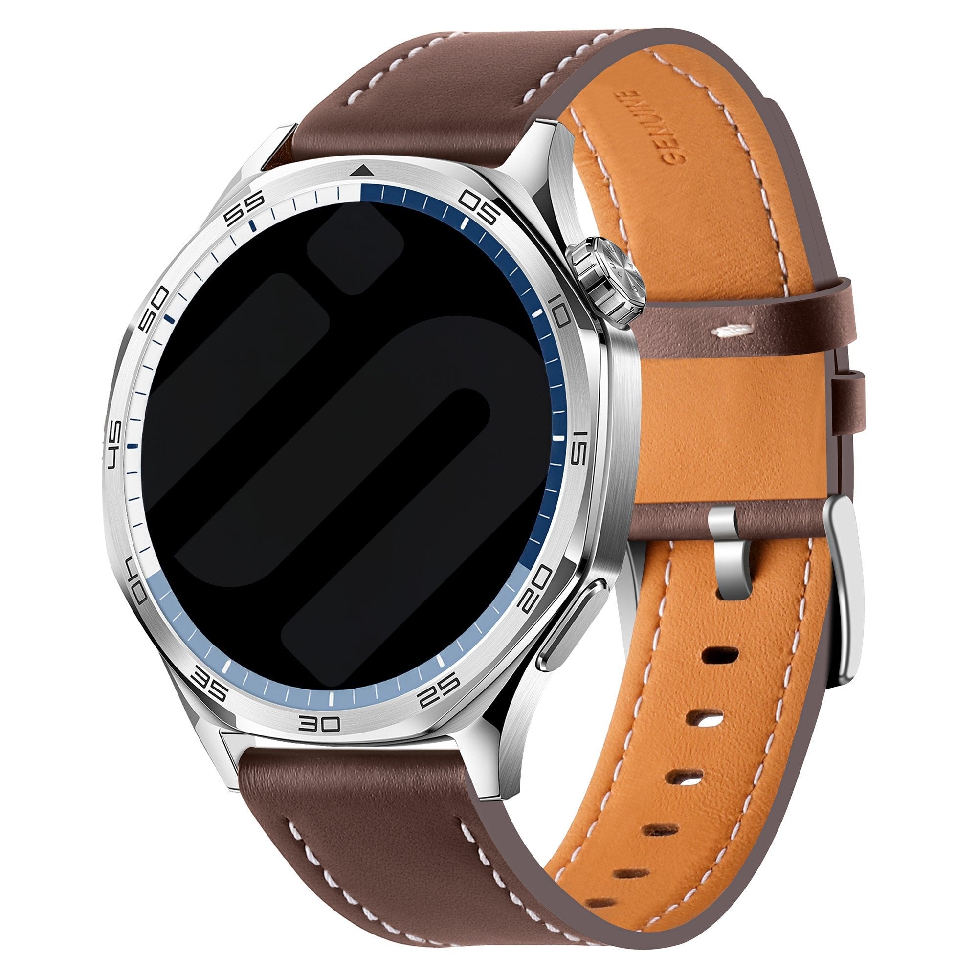 Huawei Watch GT 6 - 46mm 'one push' leren bandje (donkerbruin)
