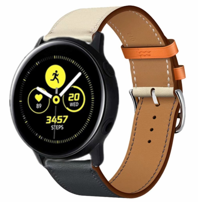 Samsung Galaxy Watch Active / Active 2 leren bandje (wit/donkerblauw)
