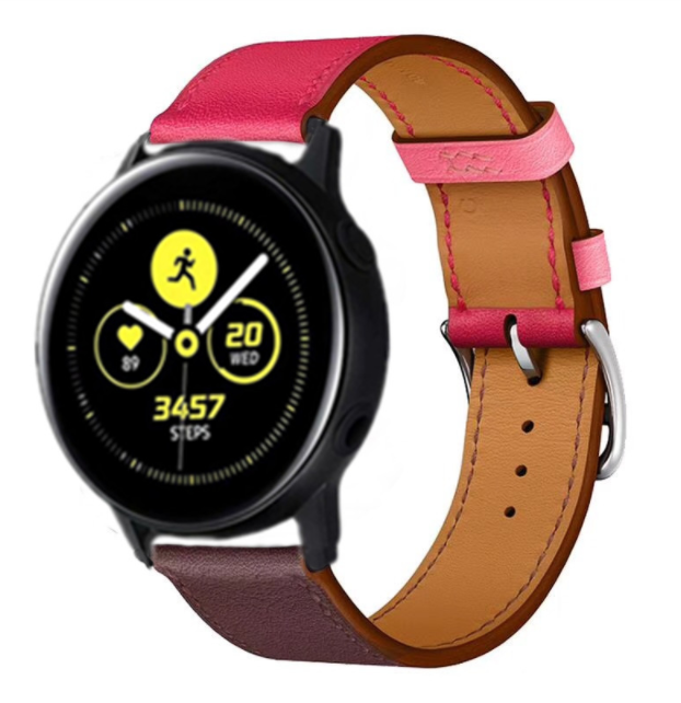 Samsung Galaxy Watch Active / Active 2 leren bandje (knalroze/roodbruin)