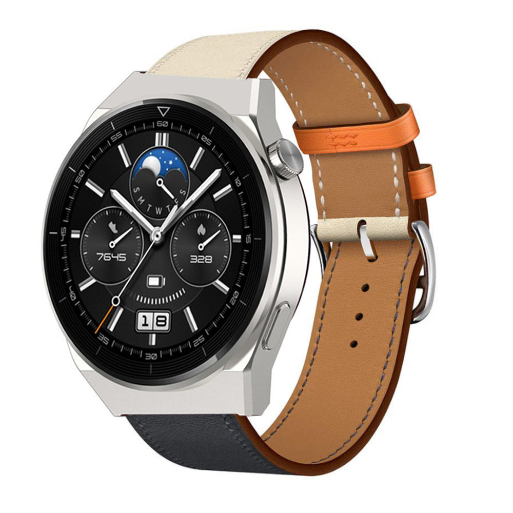 Huawei Watch GT 3 Pro 46mm leren band (wit/donkerblauw)
