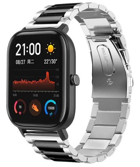 Xiaomi Amazfit GTS stalen band (zilver/zwart)