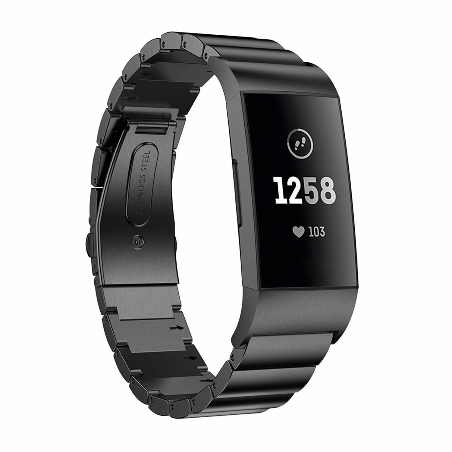 Fitbit Charge 3 luxe metalen bandje (zwart)
