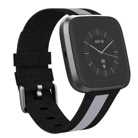 Apple Watch geweven nylon gesp band (zwart/grijs)