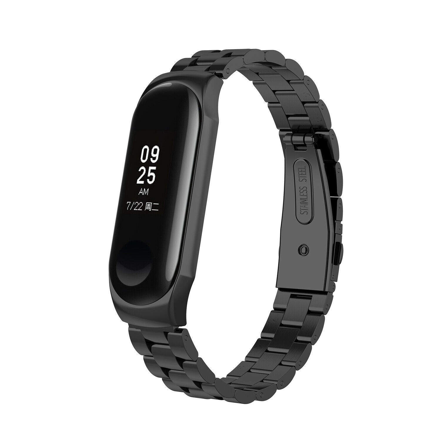 Xiaomi Mi band 3 / 4 stalen bandje (zwart)