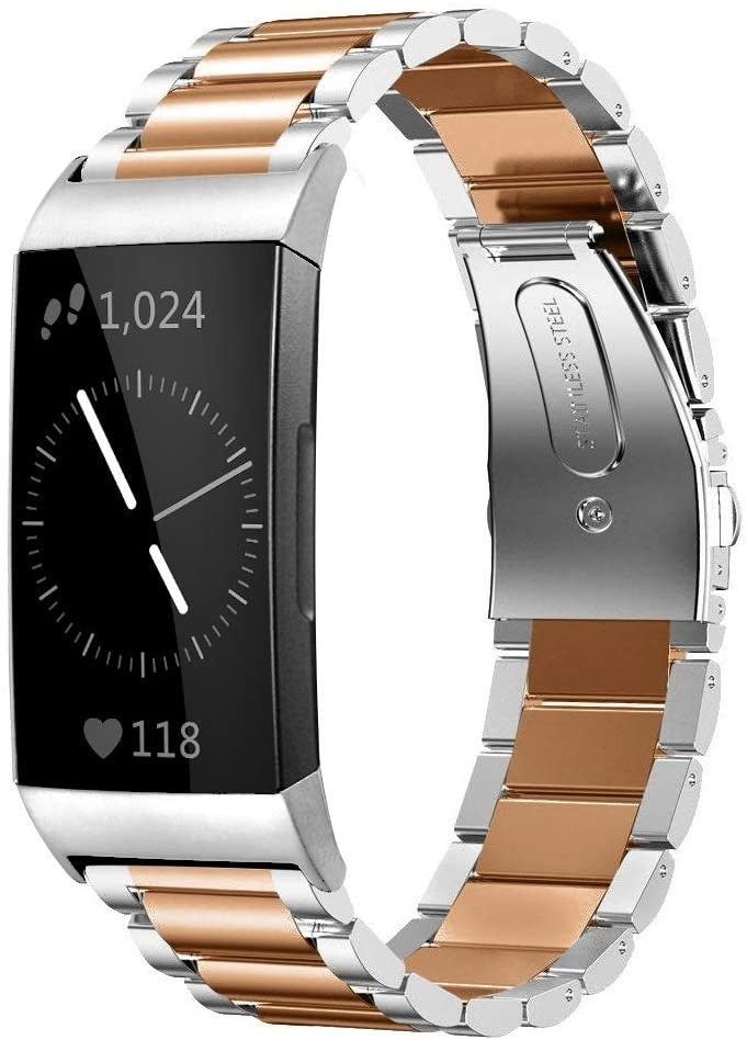 Fitbit Charge 4 stalen bandje (zilver/rosé goud)