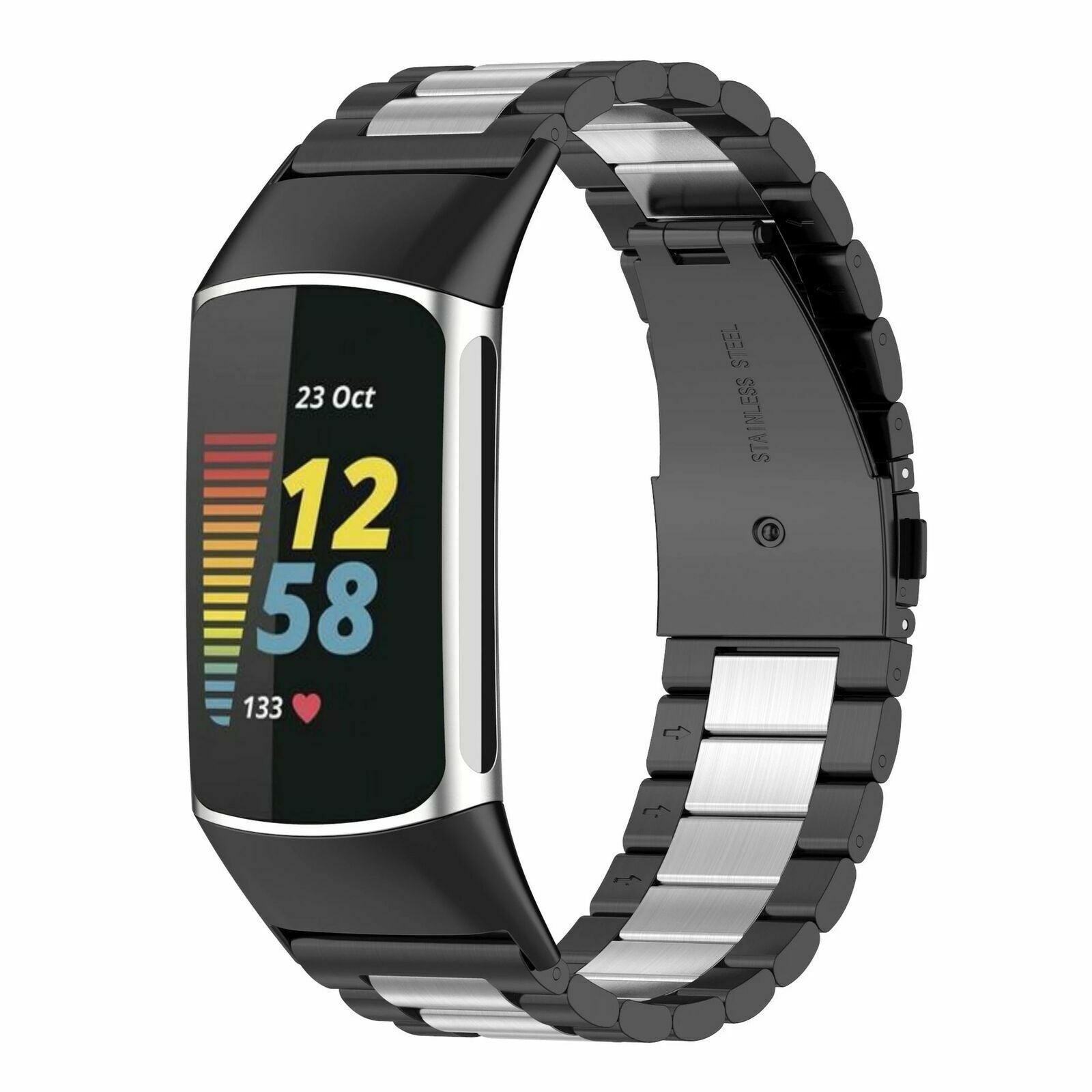 Fitbit Charge 5 stalen band (zwart/zilver)