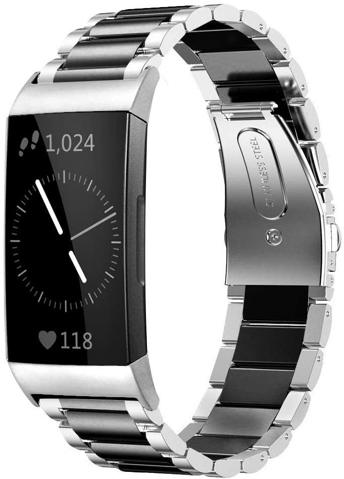Fitbit Charge 4 stalen band (zilver/zwart)