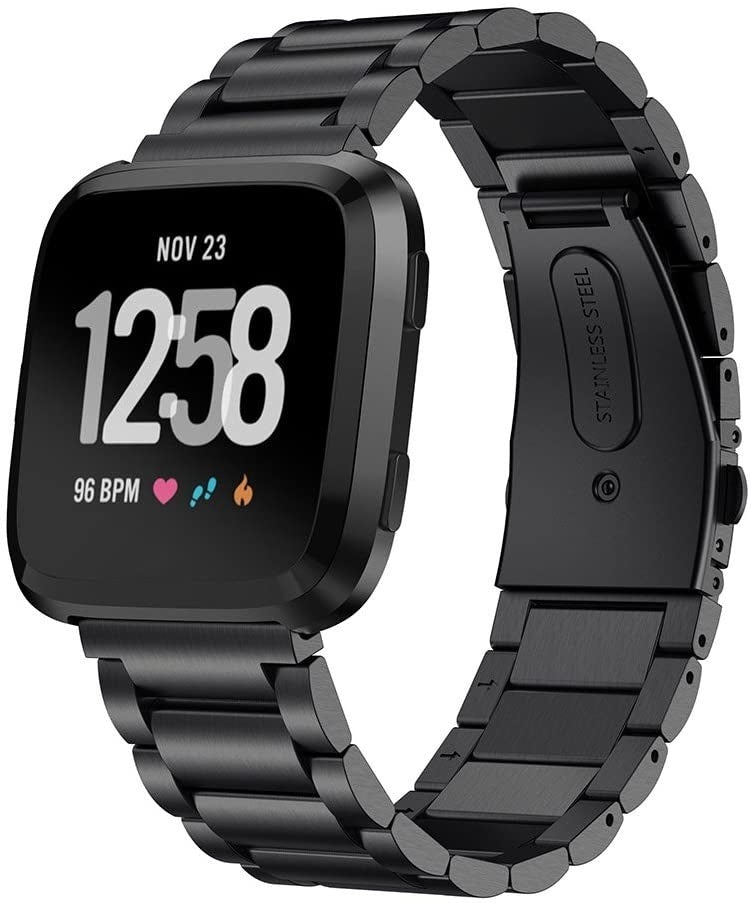 Fitbit Versa / Versa 2 stalen bandje - RVS - zwart