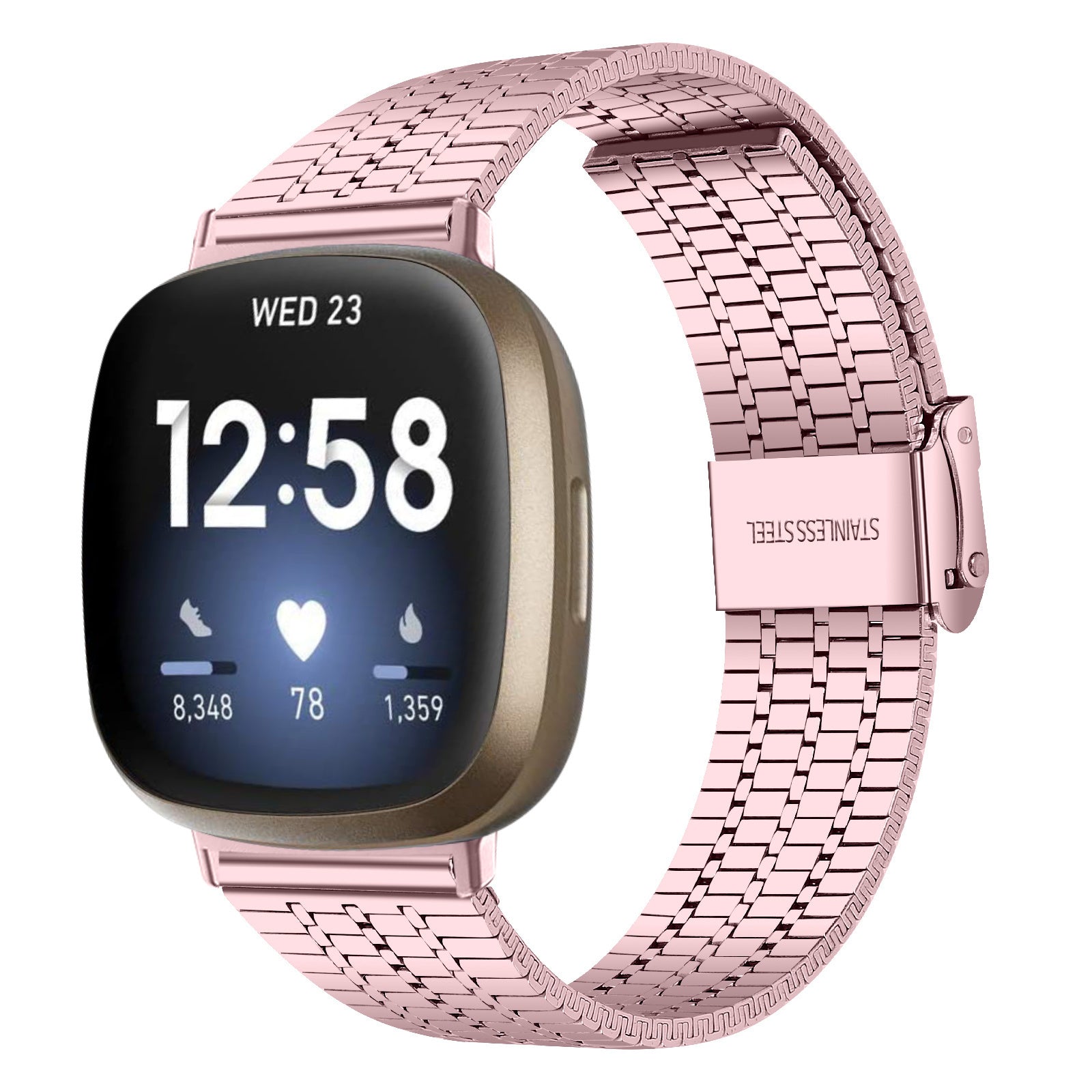 Fitbit Sense roestvrij stalen band (rosé pink)
