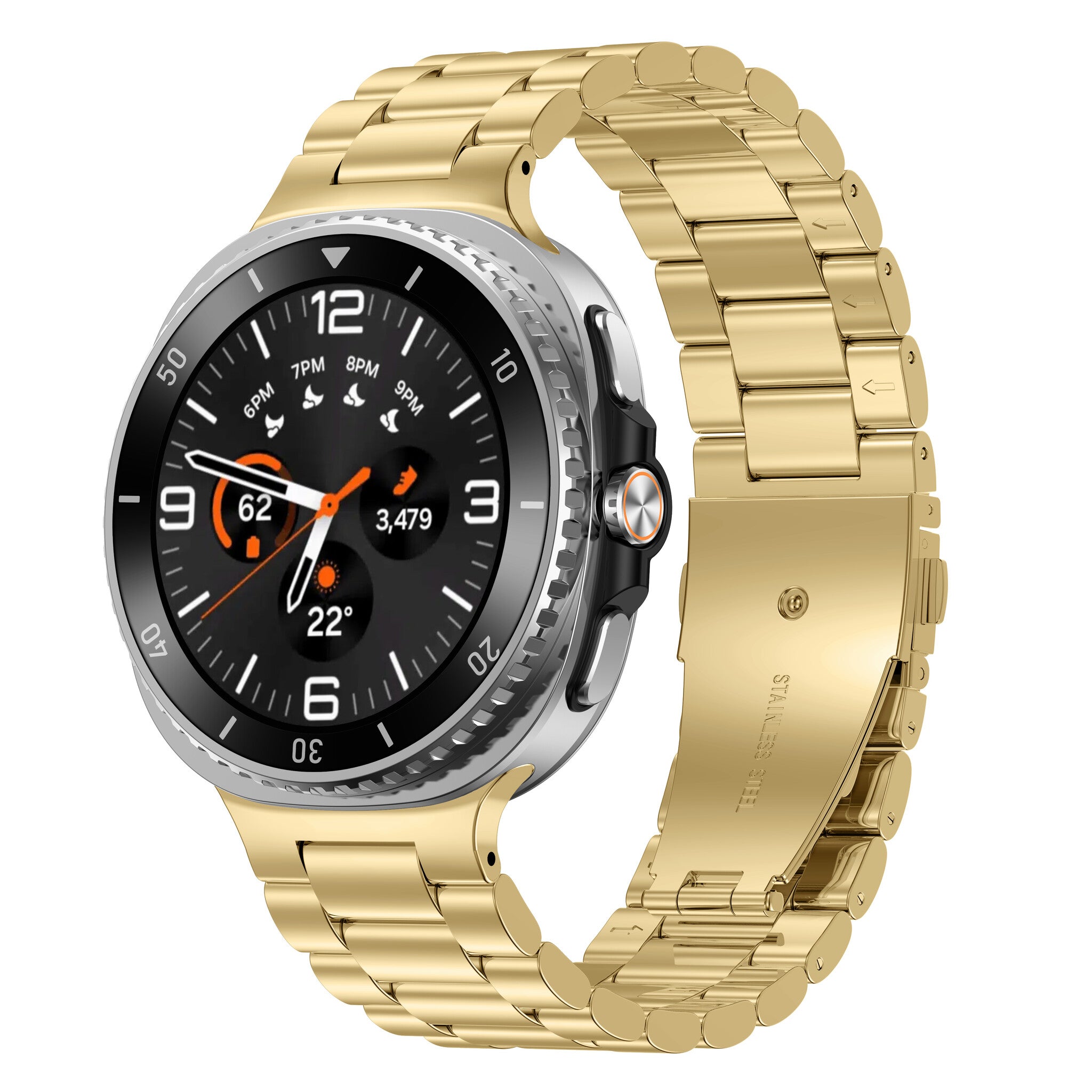 Samsung Galaxy Watch 8 - 44mm stalen bandje (goud)
