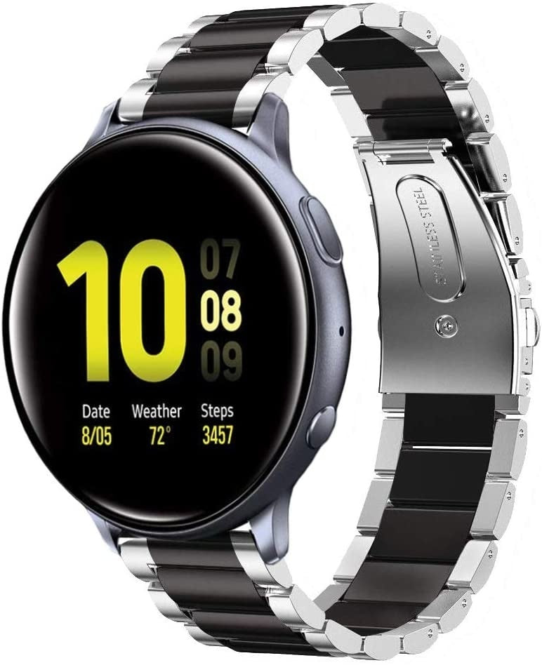 Samsung Galaxy Watch Active / Active2 stalen band (zilver/zwart)