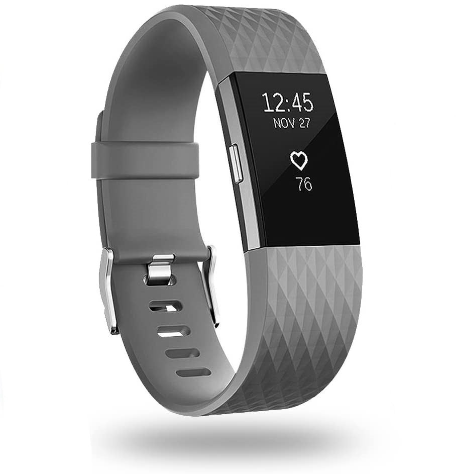Fitbit Charge 2 diamant silicone band (grijs)