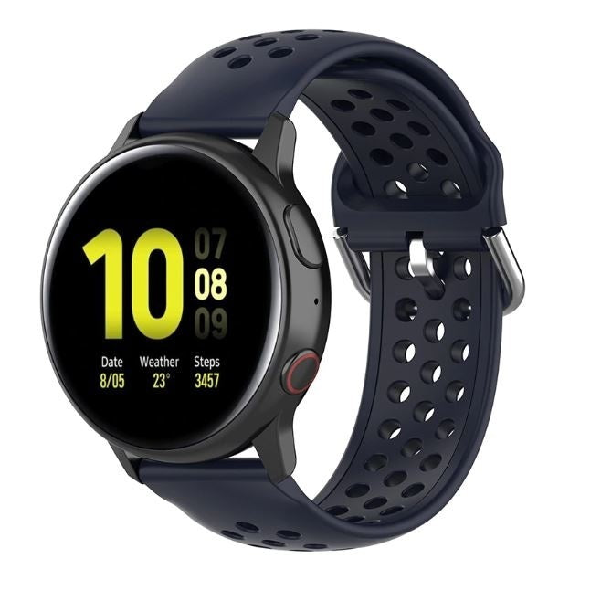Samsung Galaxy Watch Active / Active2 siliconen bandje met gaatjes (donkerblauw)
