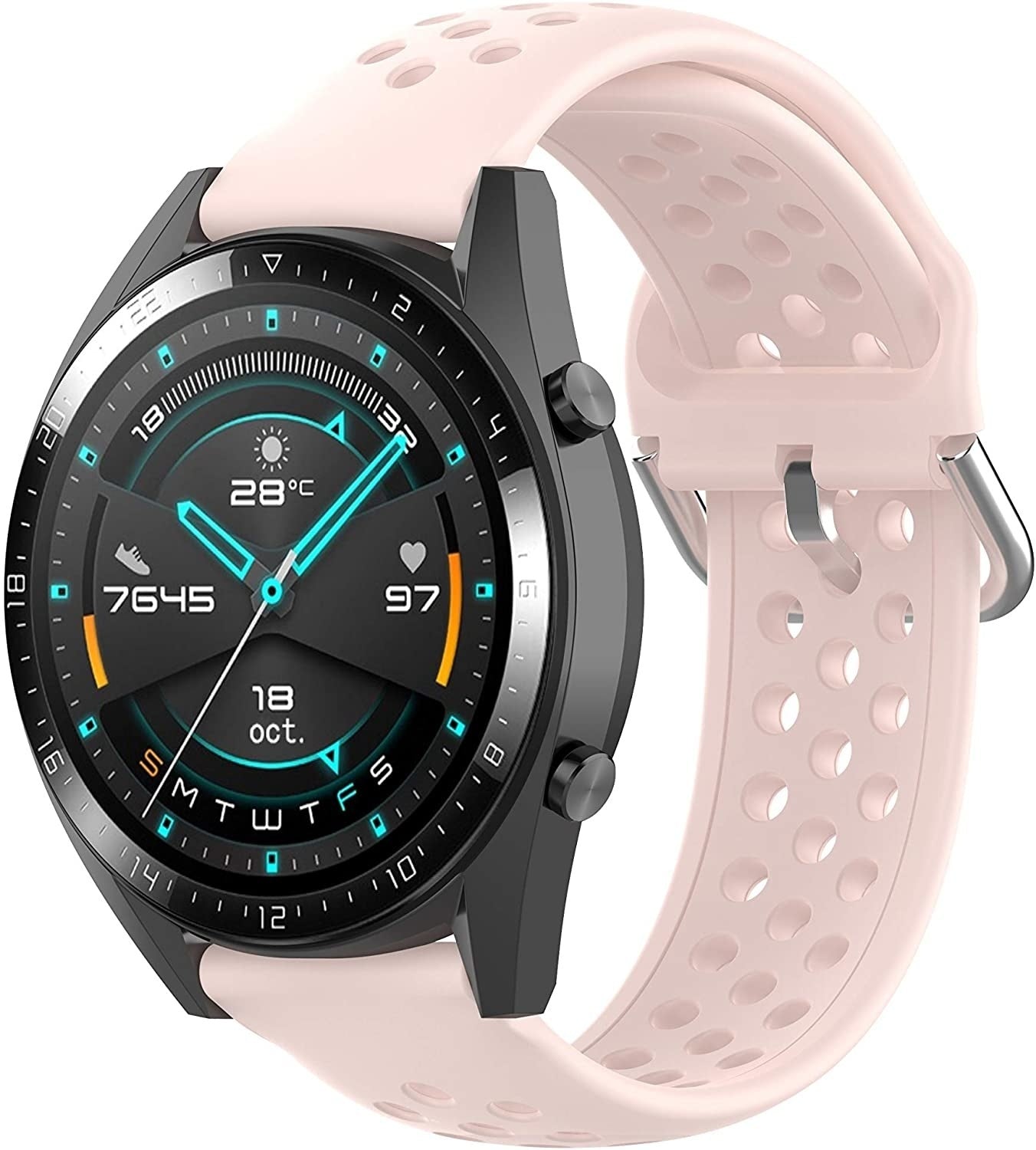 Huawei Watch GT 2 siliconen bandje met gaatjes (roze)