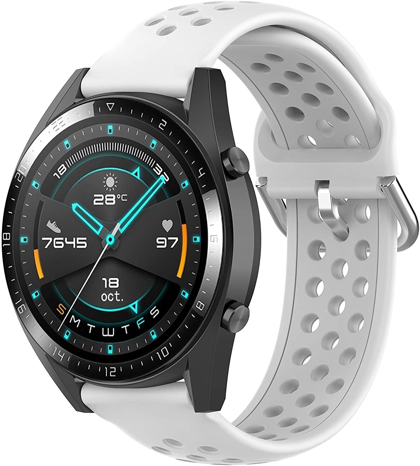 Huawei Watch GT 2 siliconen bandje met gaatjes (wit)