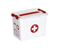 Sunware Stapelbare Q-line opbergbox EHBO 9 liter - wit/rood - 22x20x30 cm