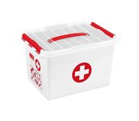 Stapelbare Q-line opbergbox EHBO 22 liter - wit/rood - 26x30x40 cm