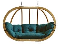 amazonas Globo Chair Royal - 2 Persoons - Groene Kussens + Luxe Houten Standaard
