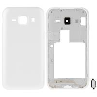 huismerk Full housing Cover vervanging (middelste Frame Bazel + batterij achterste schutblad) + Home knop vervanger voor de Galaxy J1 / J100(White)