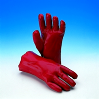 Handschoen PVC rood categorie 2 lengte 35cm maat 10