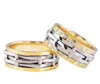Christian Bicolor trouwringen met 2 rijen diamanten geel goud